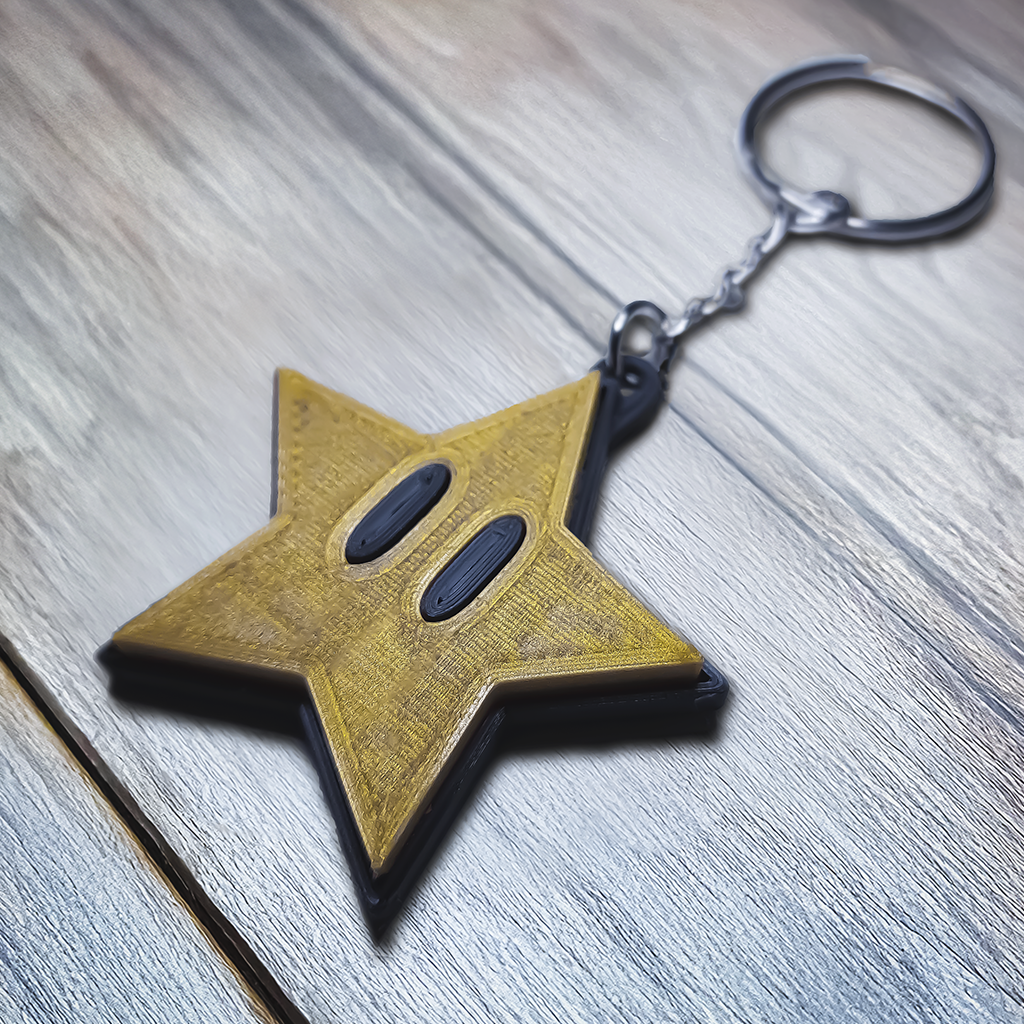 Mario Star Keychain - Printable Design